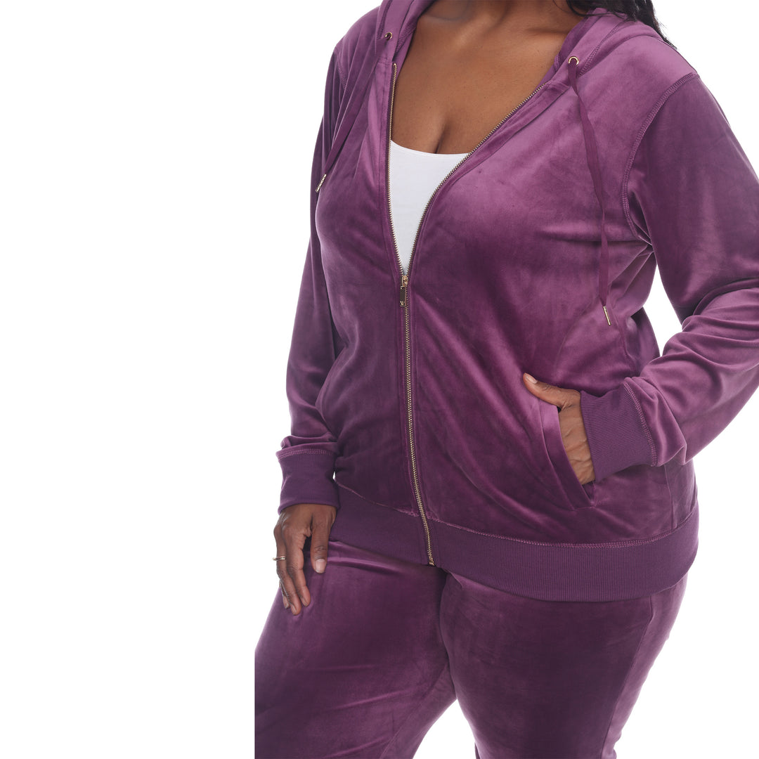 Women's Plus Size 2 Piece Velour Tracksuit Set