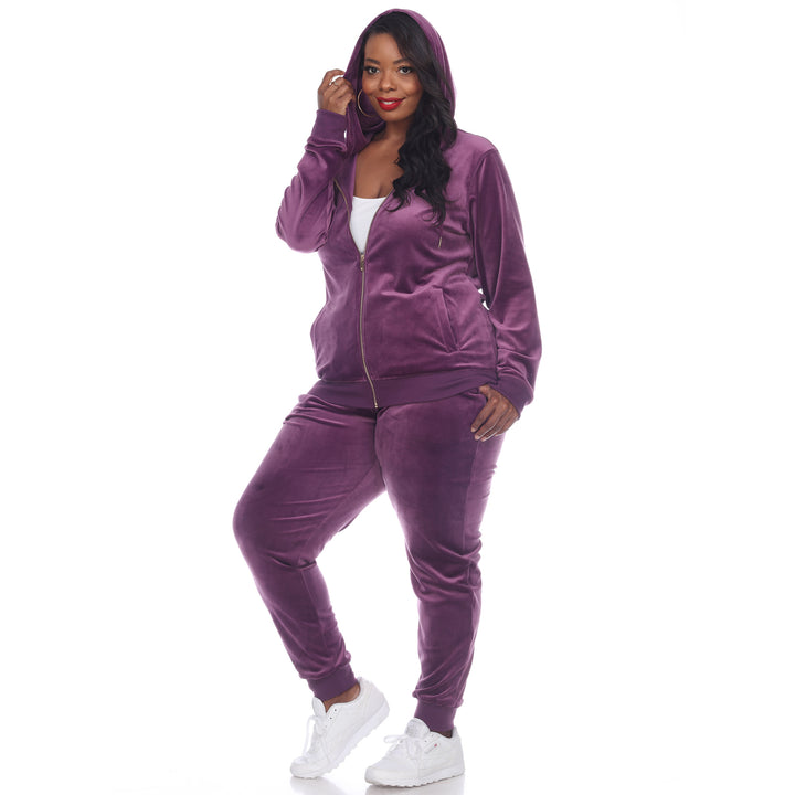 Women's Plus Size 2 Piece Velour Tracksuit Set