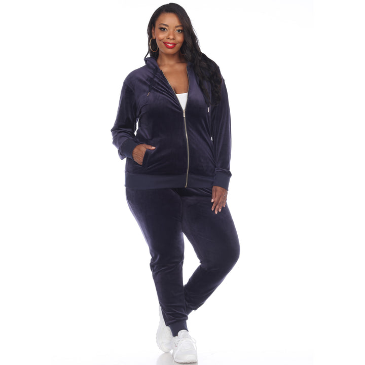 Women's Plus Size 2 Piece Velour Tracksuit Set