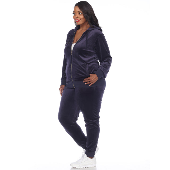 Women's Plus Size 2 Piece Velour Tracksuit Set