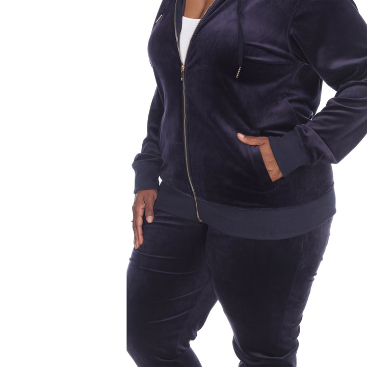 Women's Plus Size 2 Piece Velour Tracksuit Set