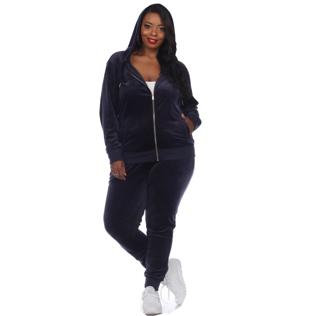 Women's Plus Size 2 Piece Velour Tracksuit Set