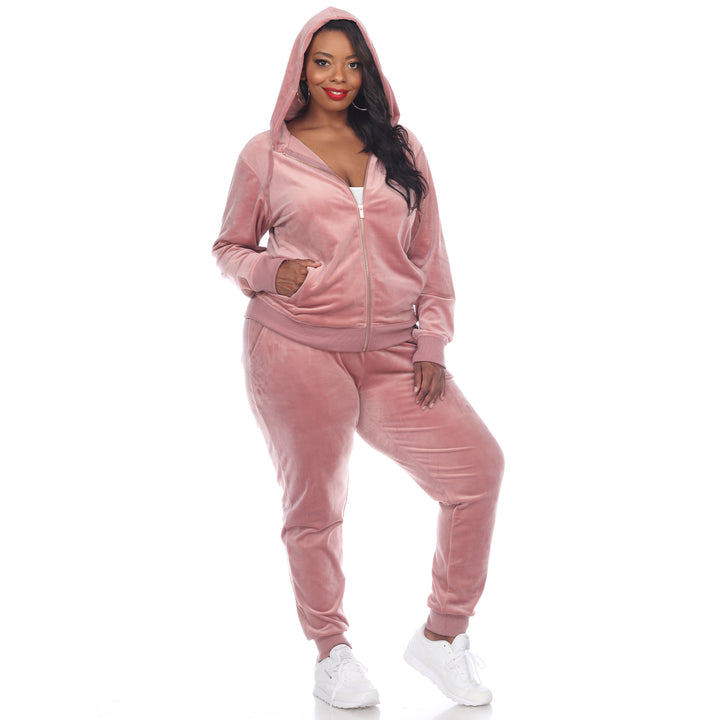 Women's Plus Size 2 Piece Velour Tracksuit Set