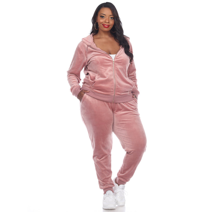 Women's Plus Size 2 Piece Velour Tracksuit Set