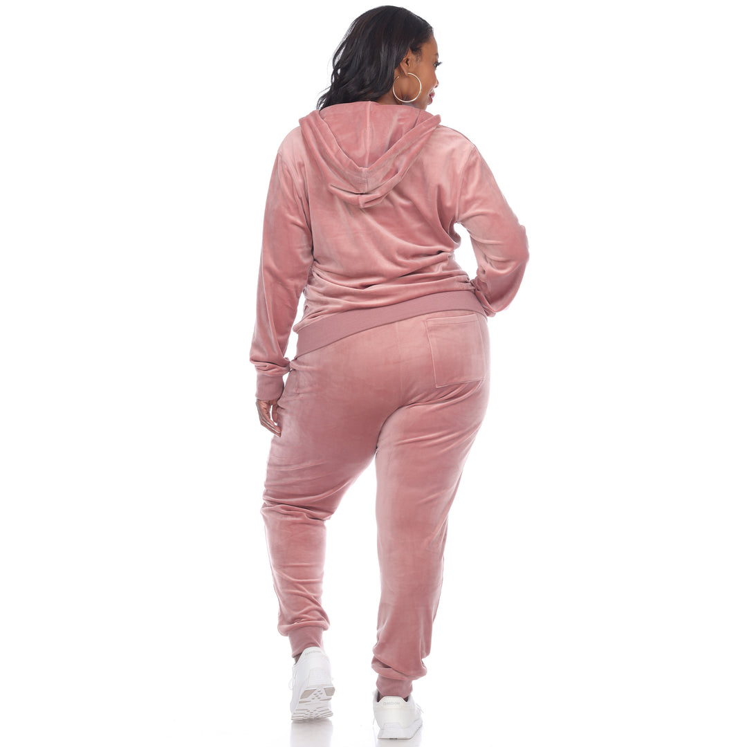 Women's Plus Size 2 Piece Velour Tracksuit Set