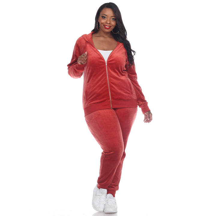 Women's Plus Size 2 Piece Velour Tracksuit Set