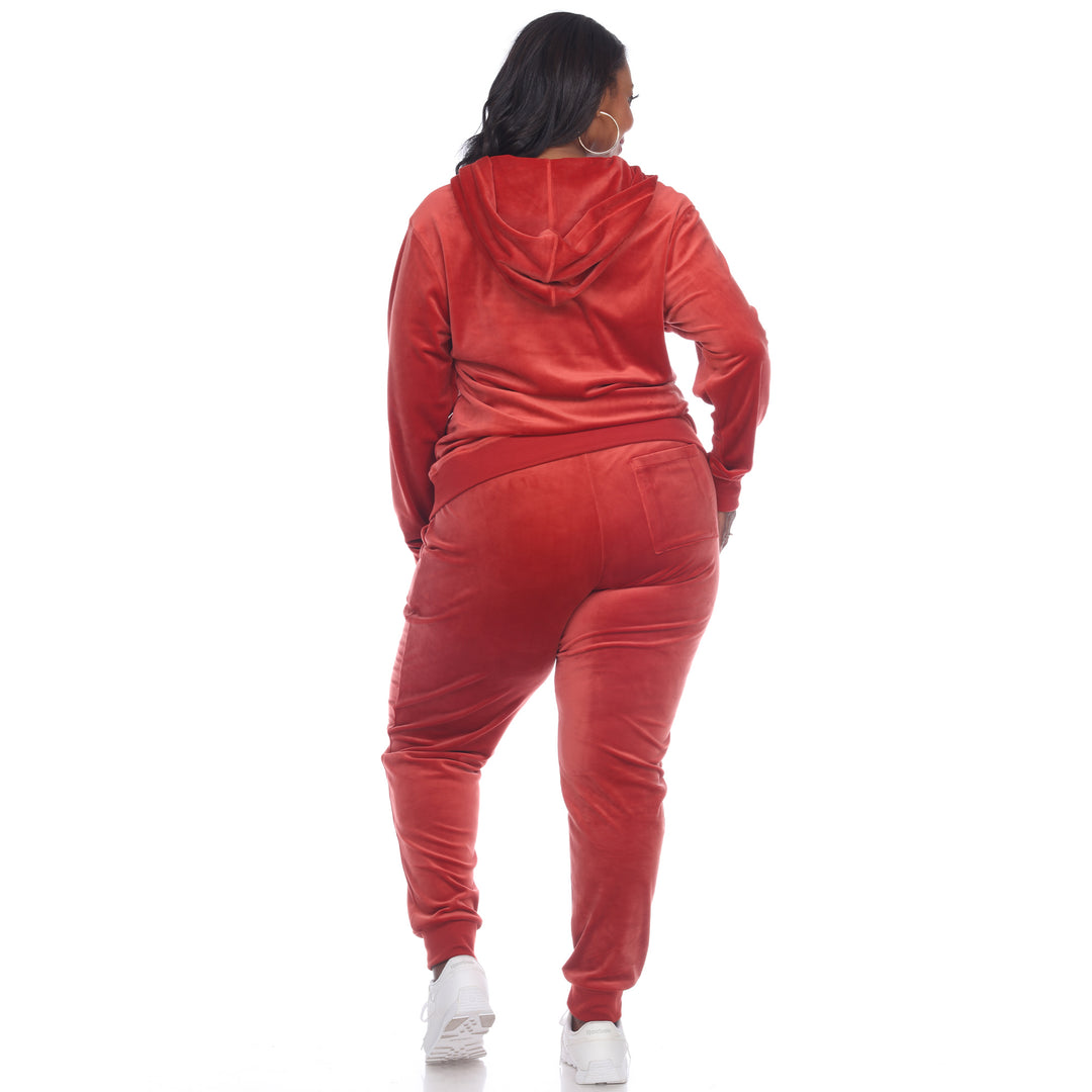 Women's Plus Size 2 Piece Velour Tracksuit Set