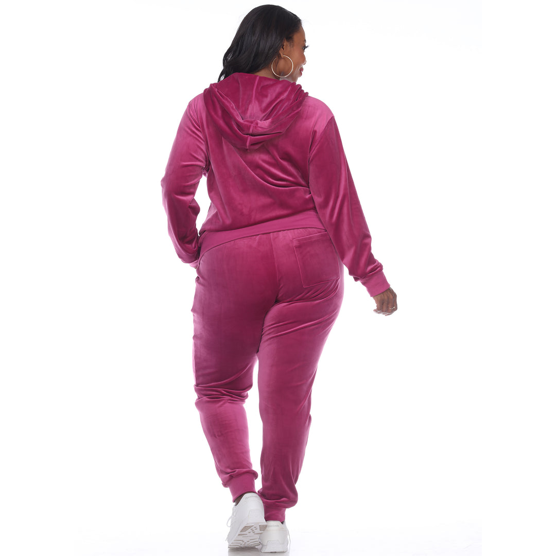 Women's Plus Size 2 Piece Velour Tracksuit Set