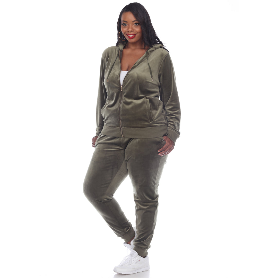 Women's Plus Size 2 Piece Velour Tracksuit Set