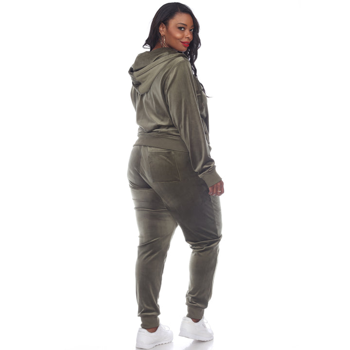 Women's Plus Size 2 Piece Velour Tracksuit Set