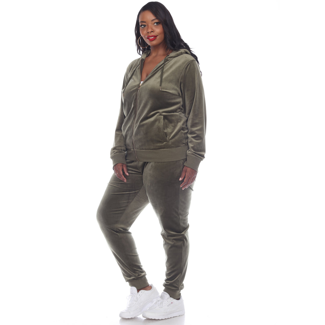 Women's Plus Size 2 Piece Velour Tracksuit Set