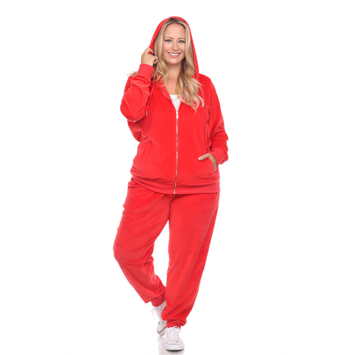 Women's Plus Size 2 Piece Velour Tracksuit Set