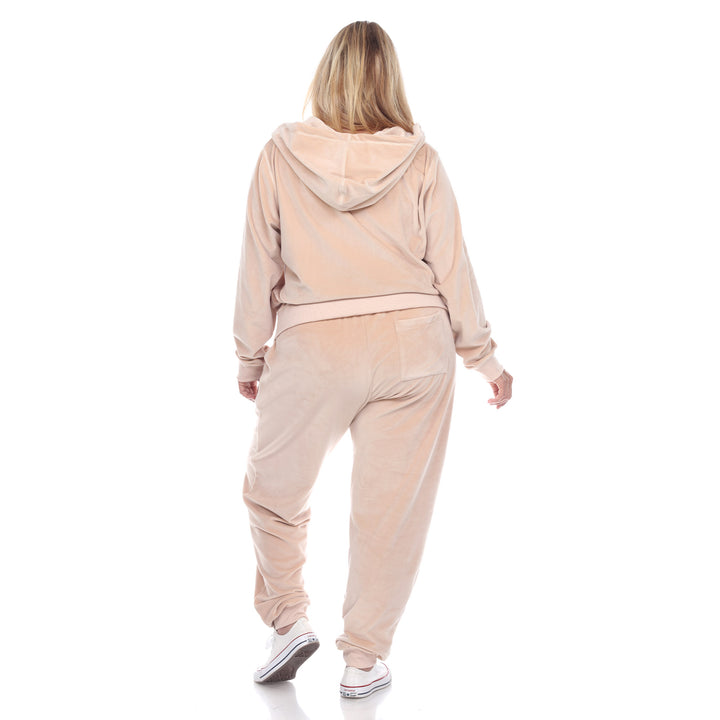 Women's Plus Size 2 Piece Velour Tracksuit Set