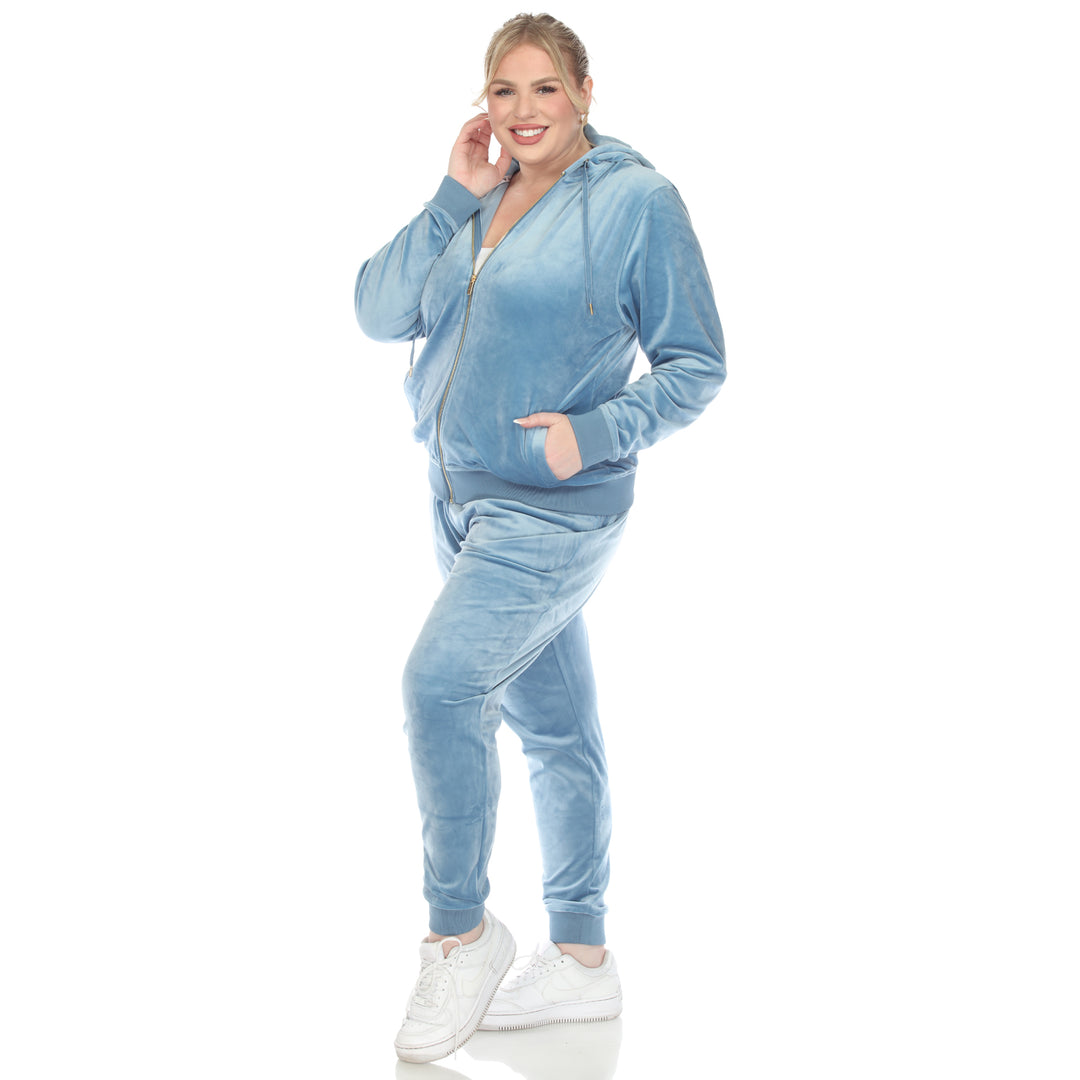 Women's Plus Size 2 Piece Velour Tracksuit Set