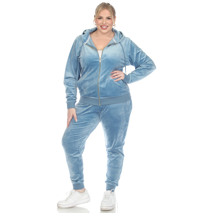 Women's Plus Size 2 Piece Velour Tracksuit Set