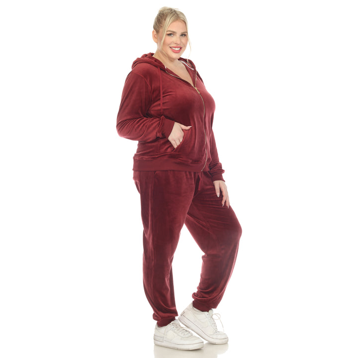 Women's Plus Size 2 Piece Velour Tracksuit Set