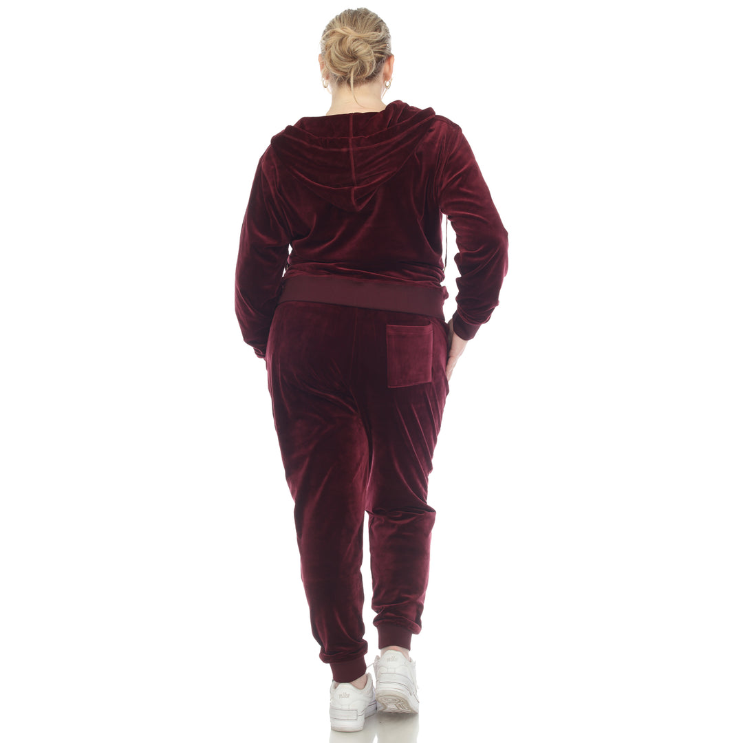 Women's Plus Size 2 Piece Velour Tracksuit Set