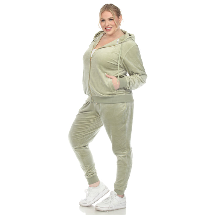 Women's Plus Size 2 Piece Velour Tracksuit Set