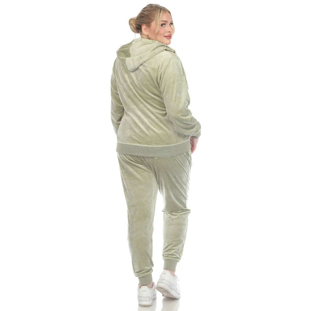 Women's Plus Size 2 Piece Velour Tracksuit Set