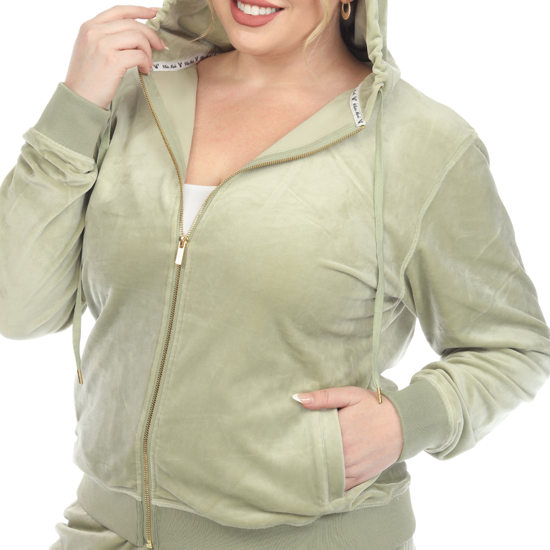 Women's Plus Size 2 Piece Velour Tracksuit Set