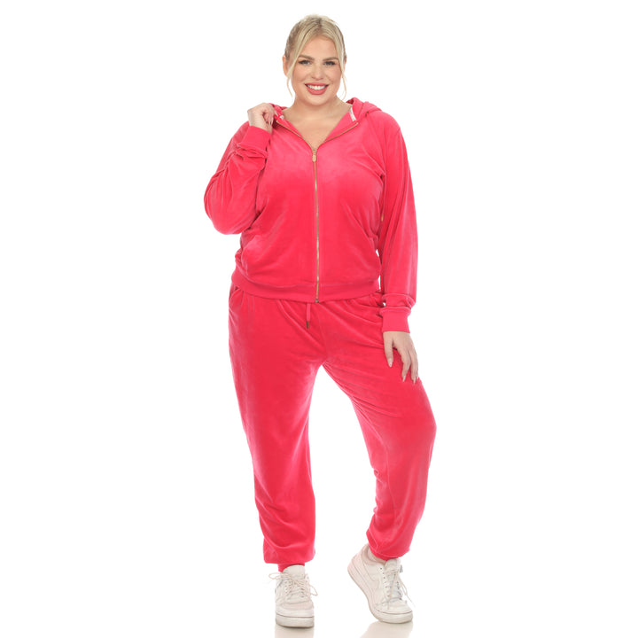 Women's Plus Size 2 Piece Velour Tracksuit Set