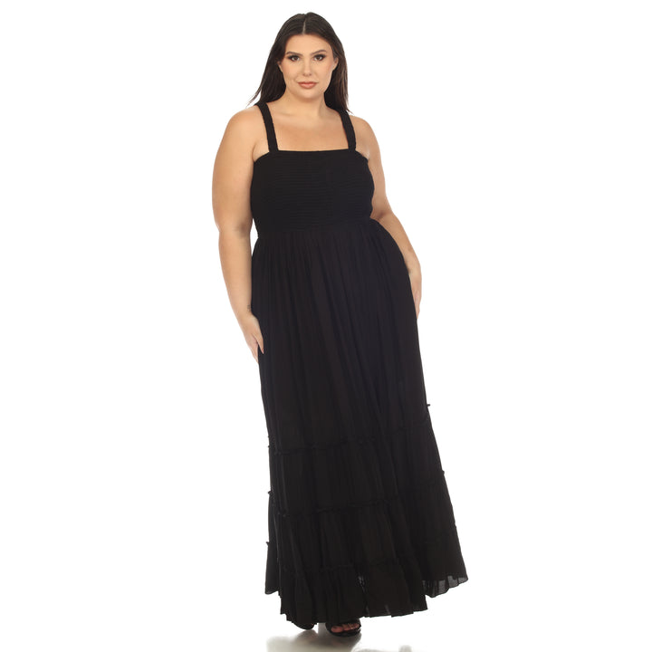 Women's Plus Size Smocked Ruffle Maxi Dress