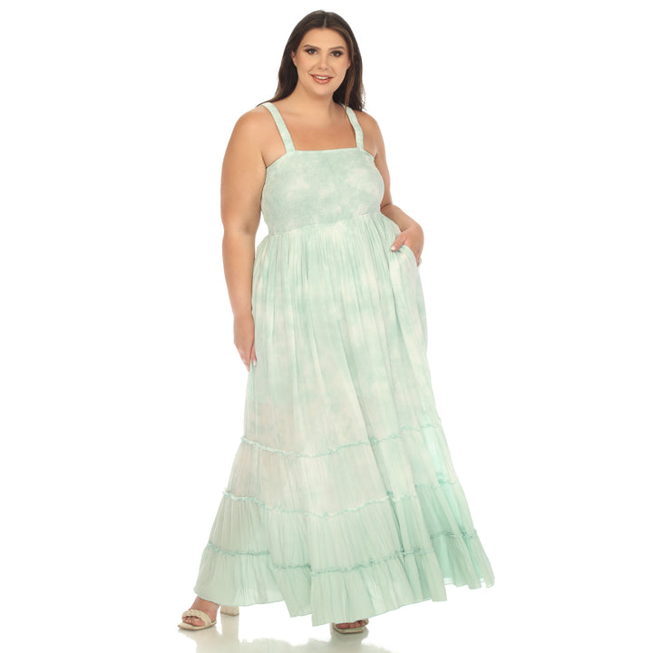 Women's Plus Size Smocked Ruffle Maxi Dress