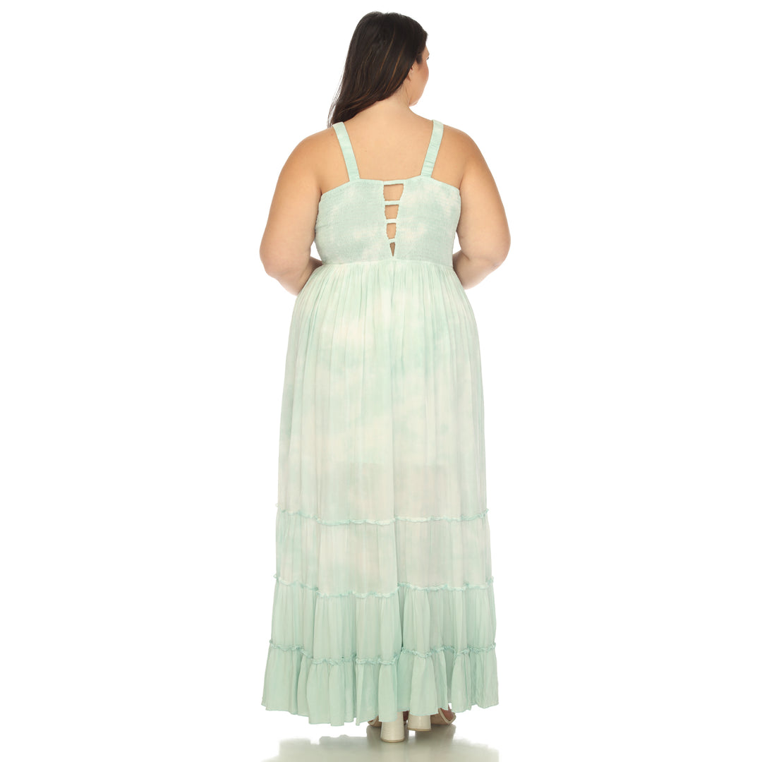 Women's Plus Size Smocked Ruffle Maxi Dress