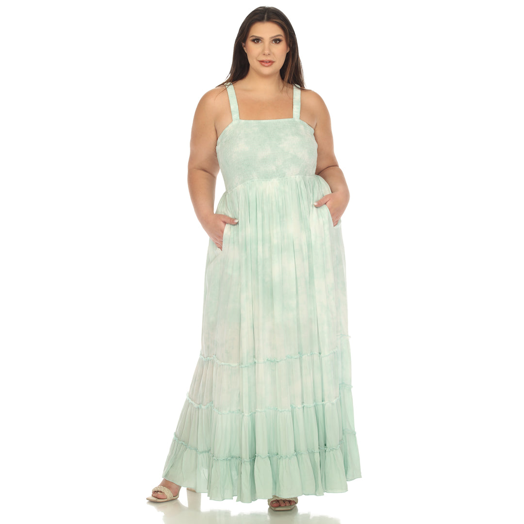 Women's Plus Size Smocked Ruffle Maxi Dress