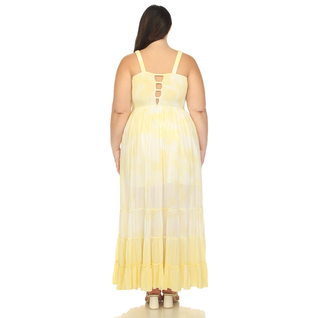 Women's Plus Size Smocked Ruffle Maxi Dress