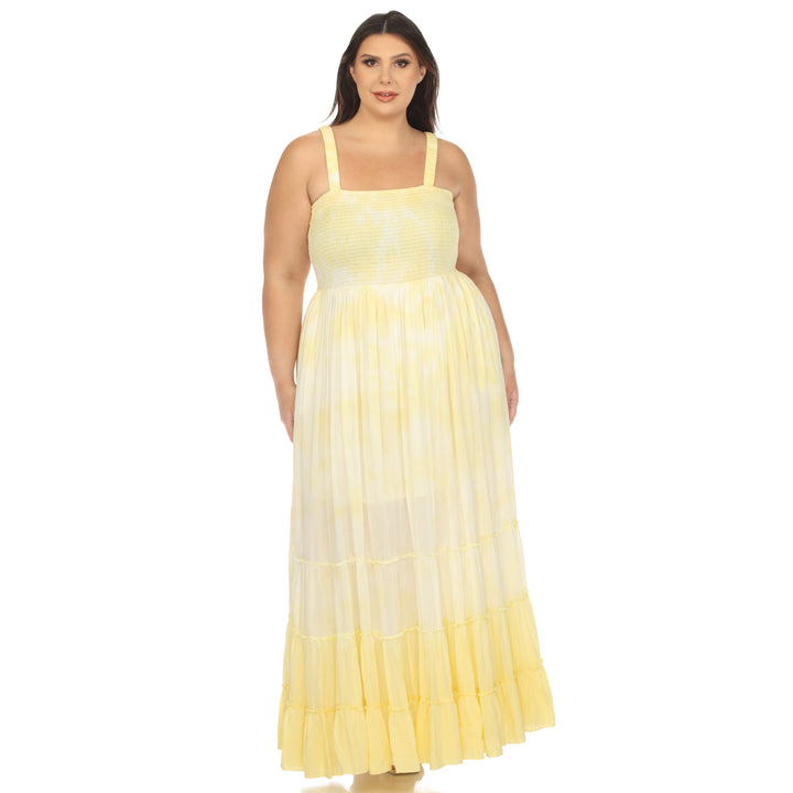 Women's Plus Size Smocked Ruffle Maxi Dress