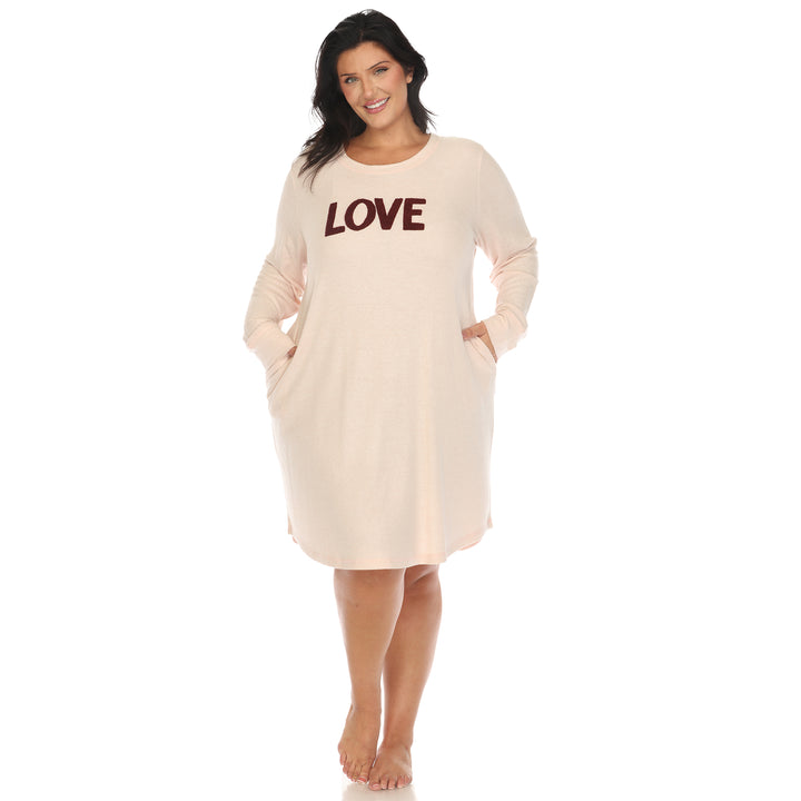 Women's Plus Size Long Sleeve Sleep Shirt