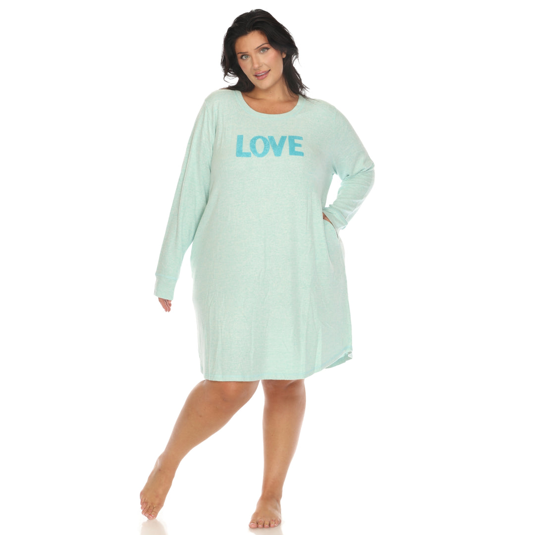 Women's Plus Size Long Sleeve Sleep Shirt