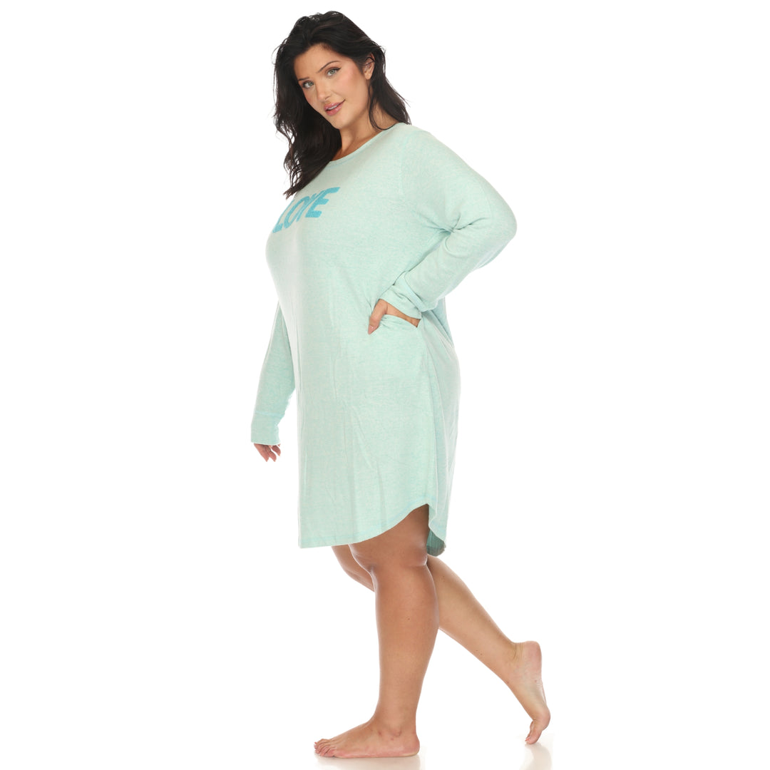 Women's Plus Size Long Sleeve Sleep Shirt