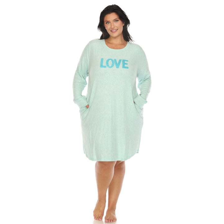 Women's Plus Size Long Sleeve Sleep Shirt