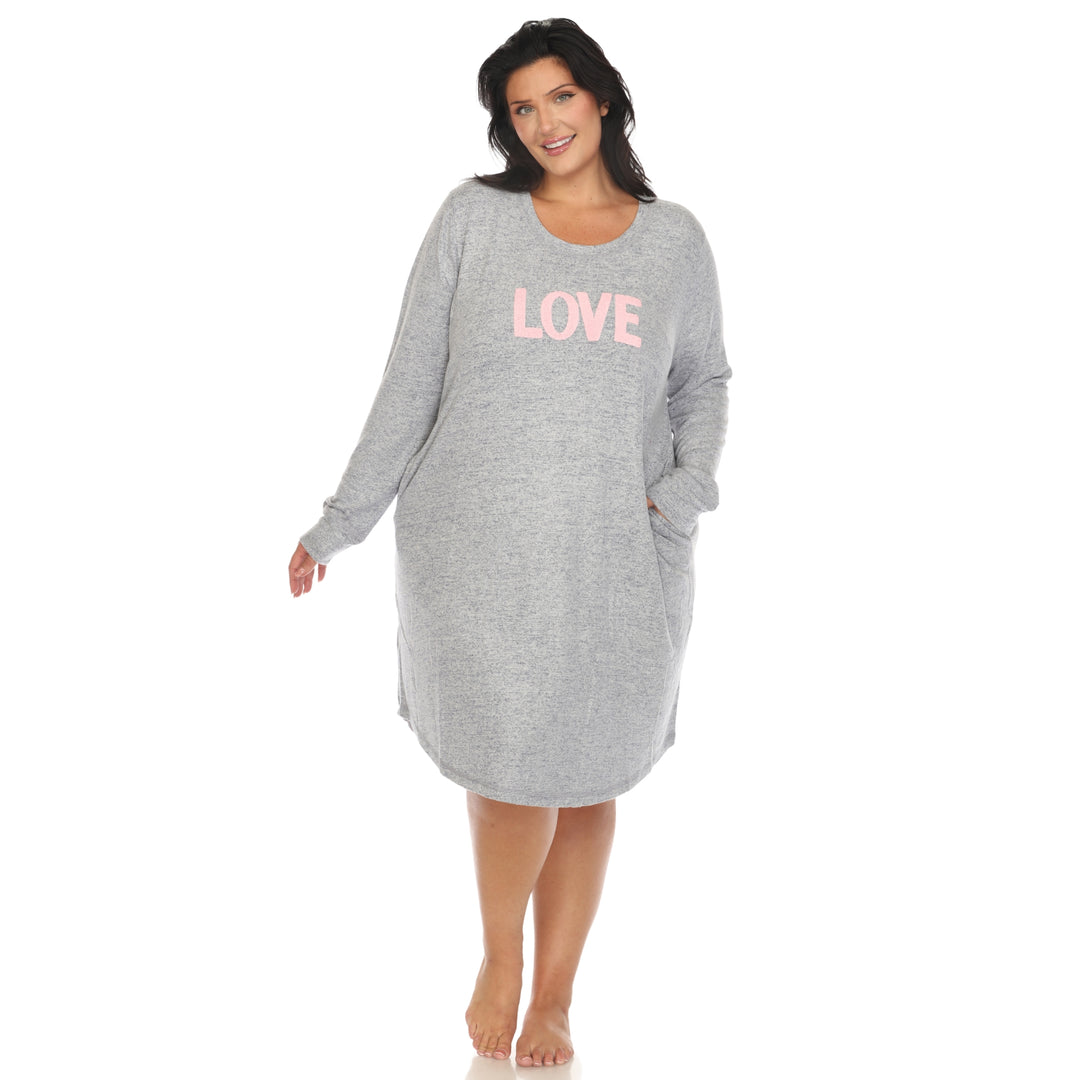 Women's Plus Size Long Sleeve Sleep Shirt