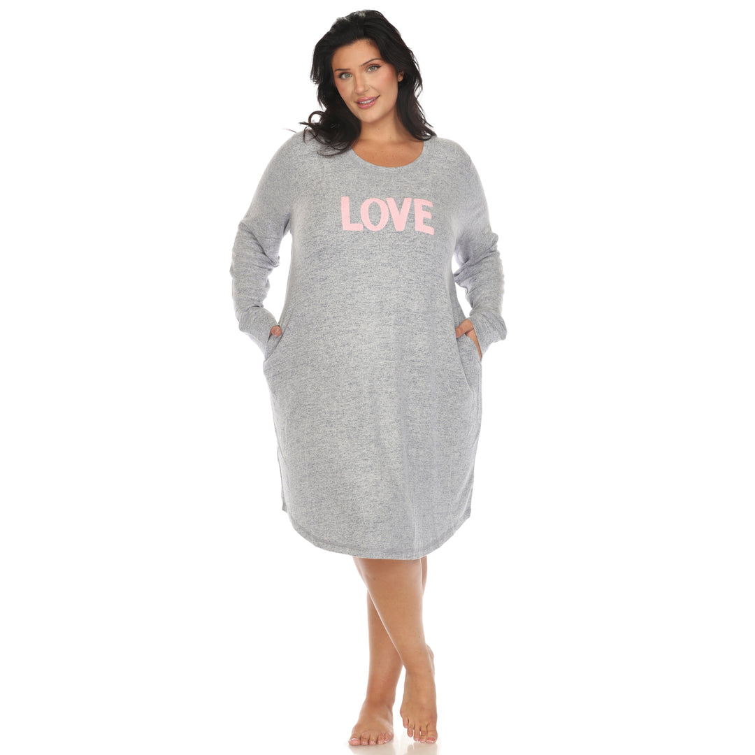 Women's Plus Size Long Sleeve Sleep Shirt