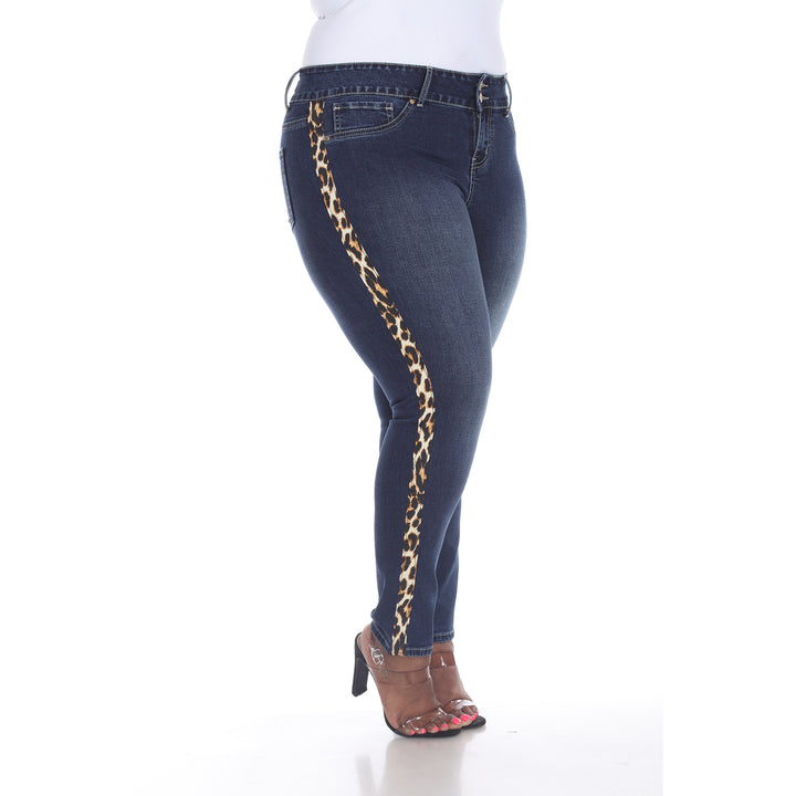 Women's Plus Size Super Stretch Denim with Cheetah Panel