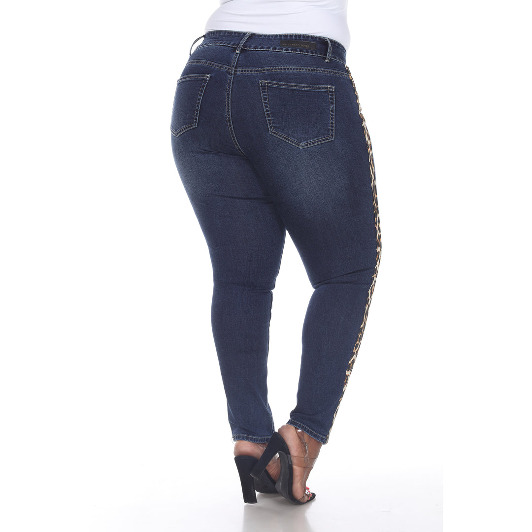 Women's Plus Size Super Stretch Denim with Cheetah Panel