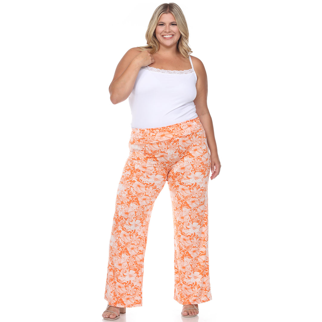 Women's Plus Size Flower Paisley Palazzo Pants