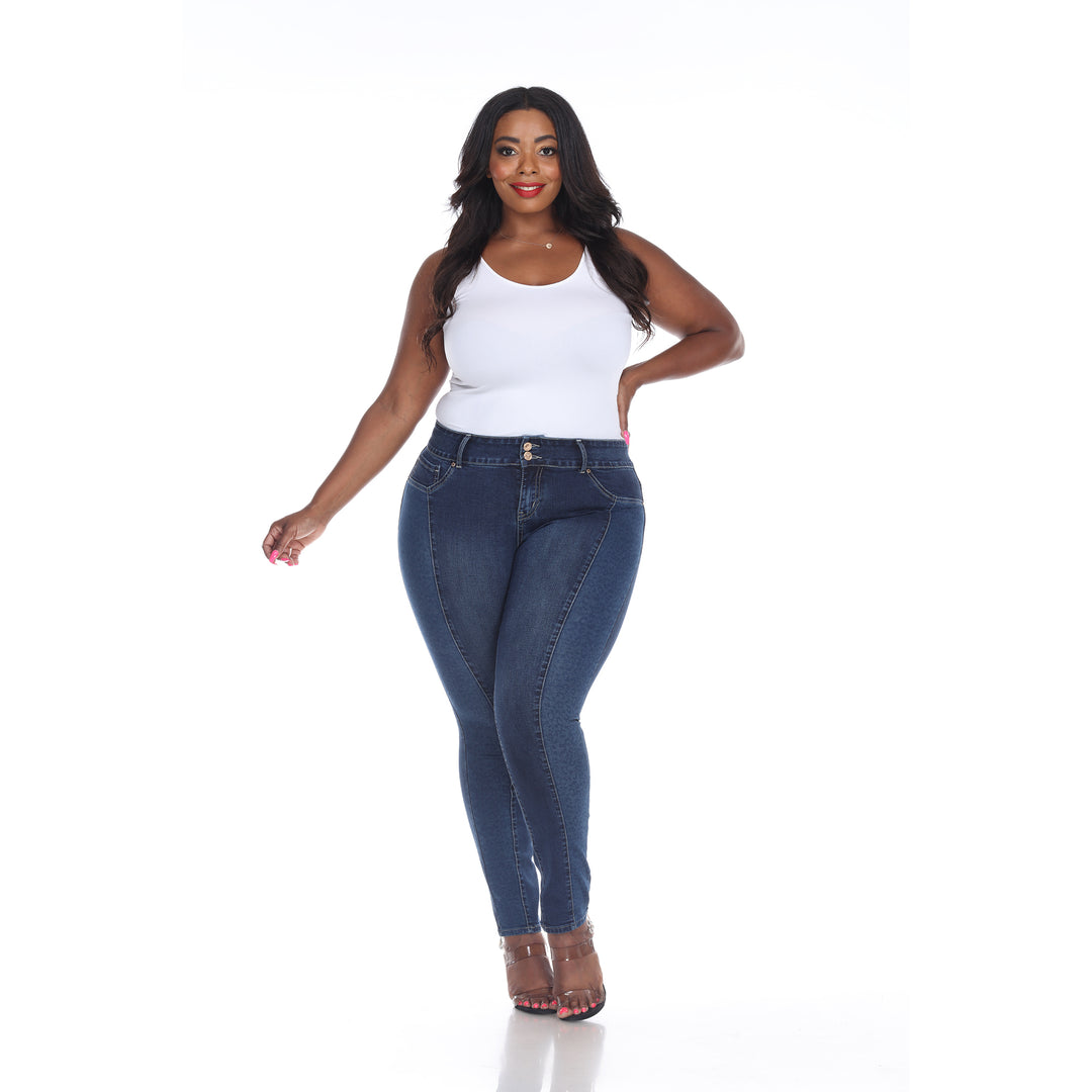 Women's Plus Size Super Stretch Denim with Leopard Panel