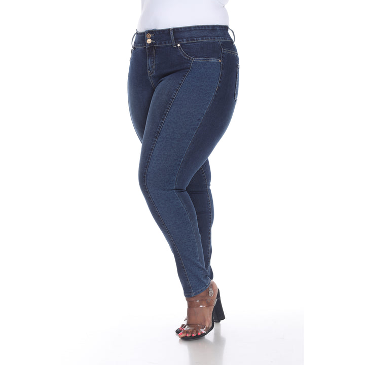 Women's Plus Size Super Stretch Denim with Leopard Panel