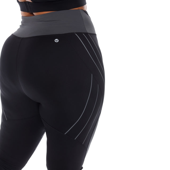 Plus Size High-Waist Reflective Piping Fitness Leggings