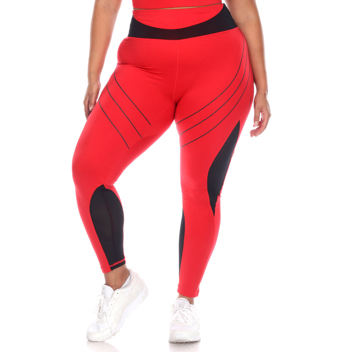 Plus Size High-Waist Reflective Piping Fitness Leggings