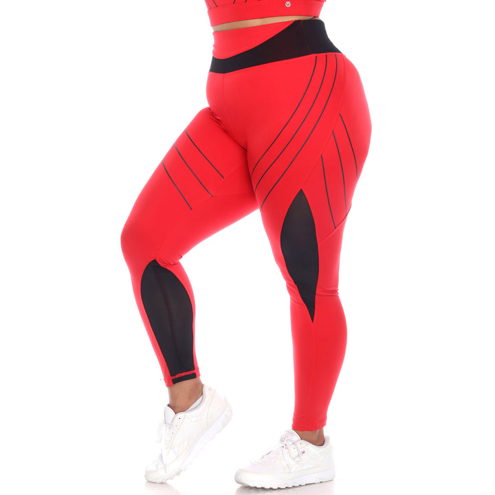 Plus Size High-Waist Reflective Piping Fitness Leggings