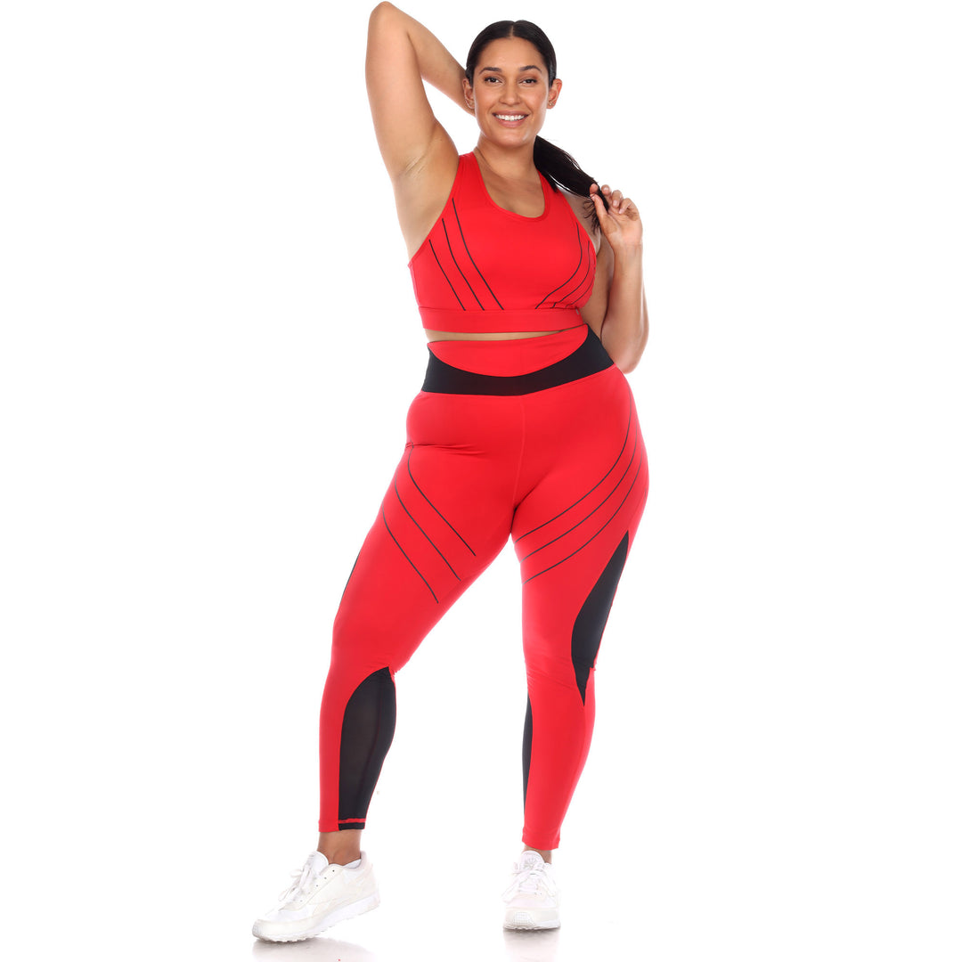 Plus Size High-Waist Reflective Piping Fitness Leggings