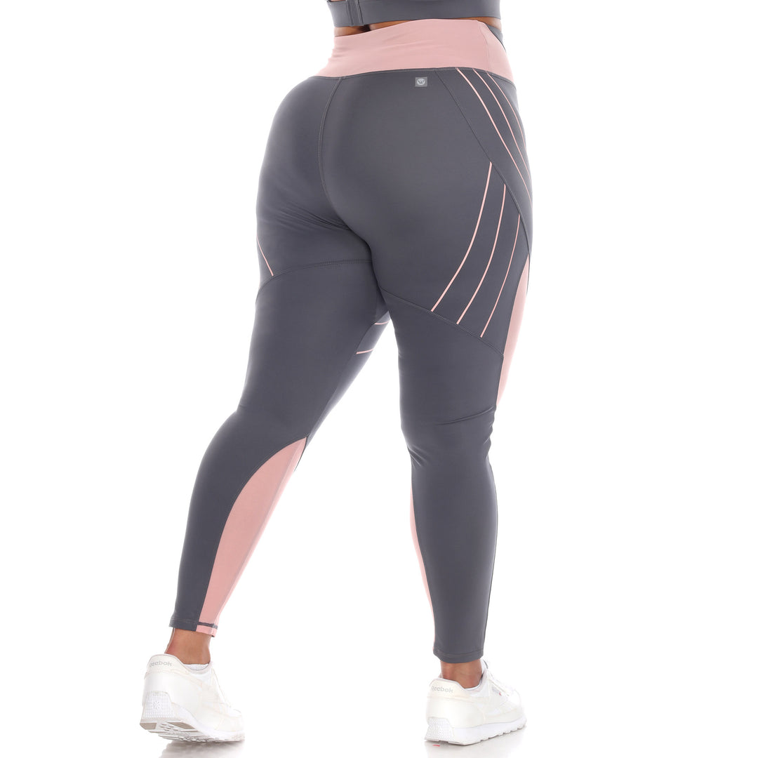 Plus Size High-Waist Reflective Piping Fitness Leggings