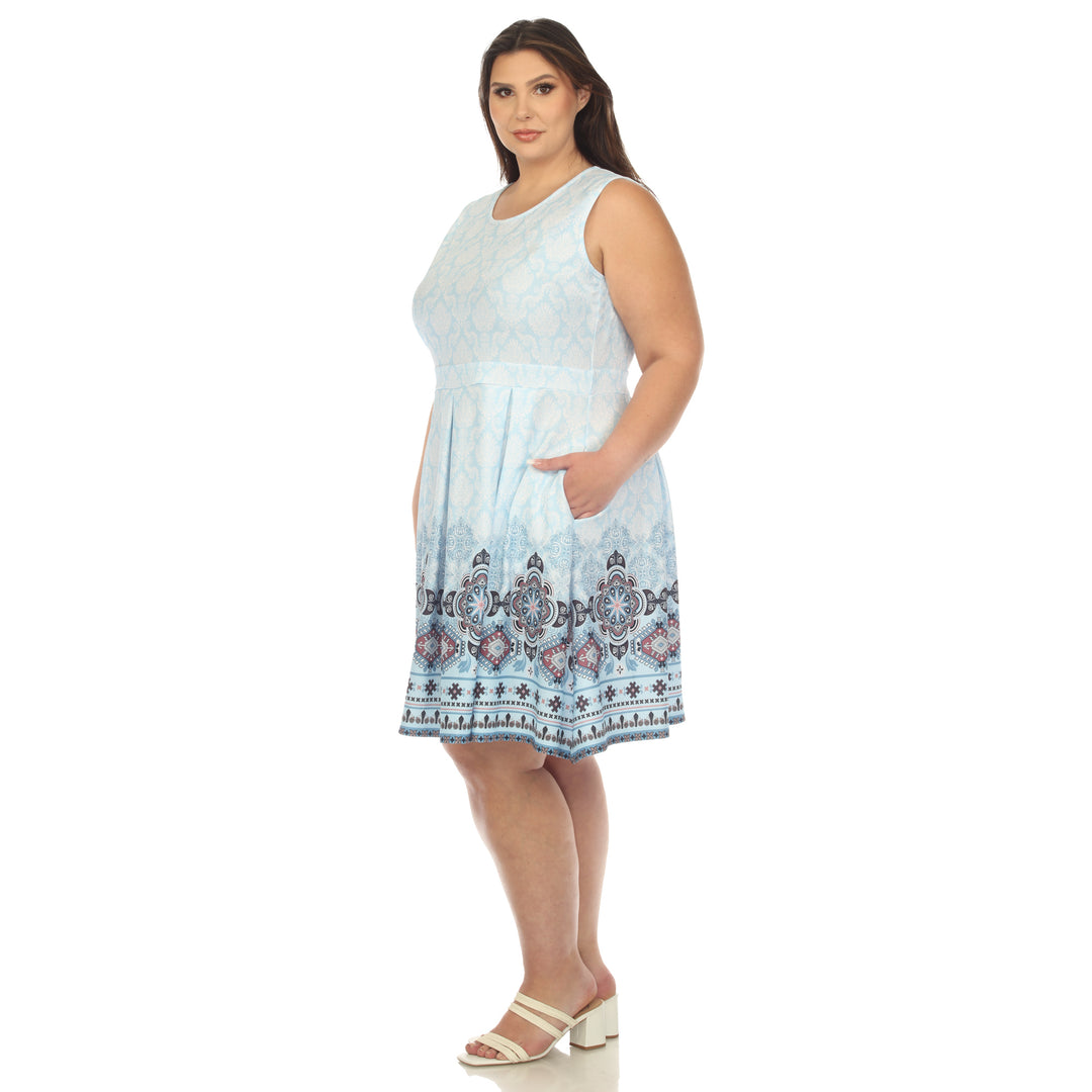 Women's Plus Size Fit and Flare Knee Length Dress