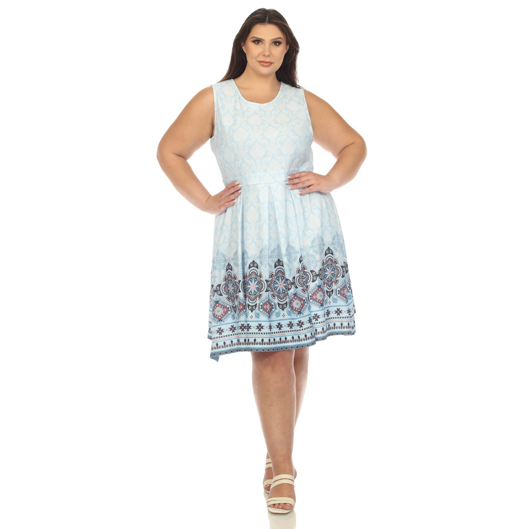 Women's Plus Size Fit and Flare Knee Length Dress