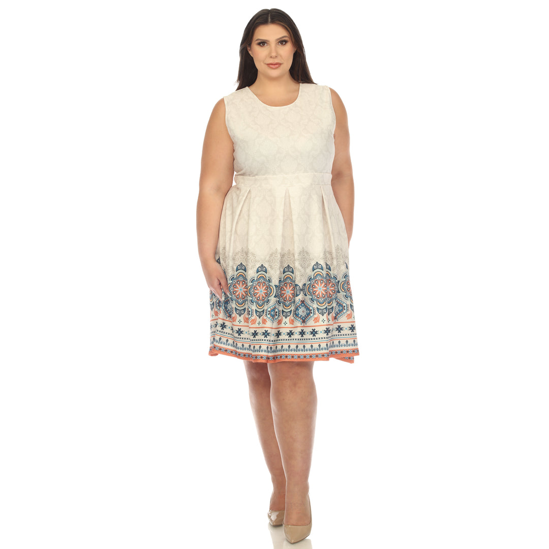 Women's Plus Size Fit and Flare Knee Length Dress